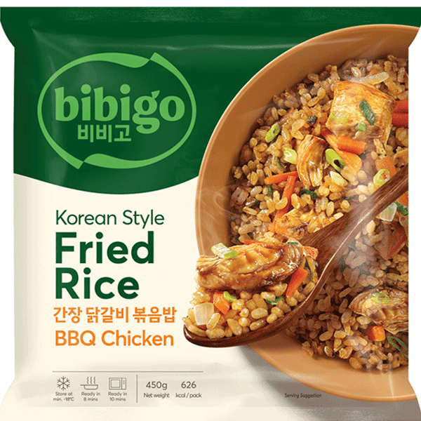 Bibigo Korean Style Fried Rice BBQ Vistas 450g/ Bibigo Korejas stila cepti rīsi ar BBQ vistas gaļu 450g