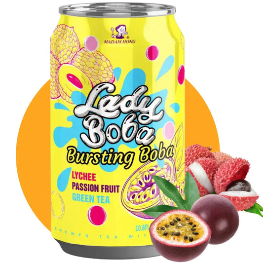LADY BOBA Lychee & Passion Fruit Tea 320ml Madam Hong