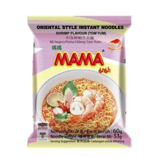 MAMA ātri pagatavojamās garneļu garneles Tom Yum 60 g/ MAMA ātri pagatavojamās garneļu nūdeles Tom Yum 60 g