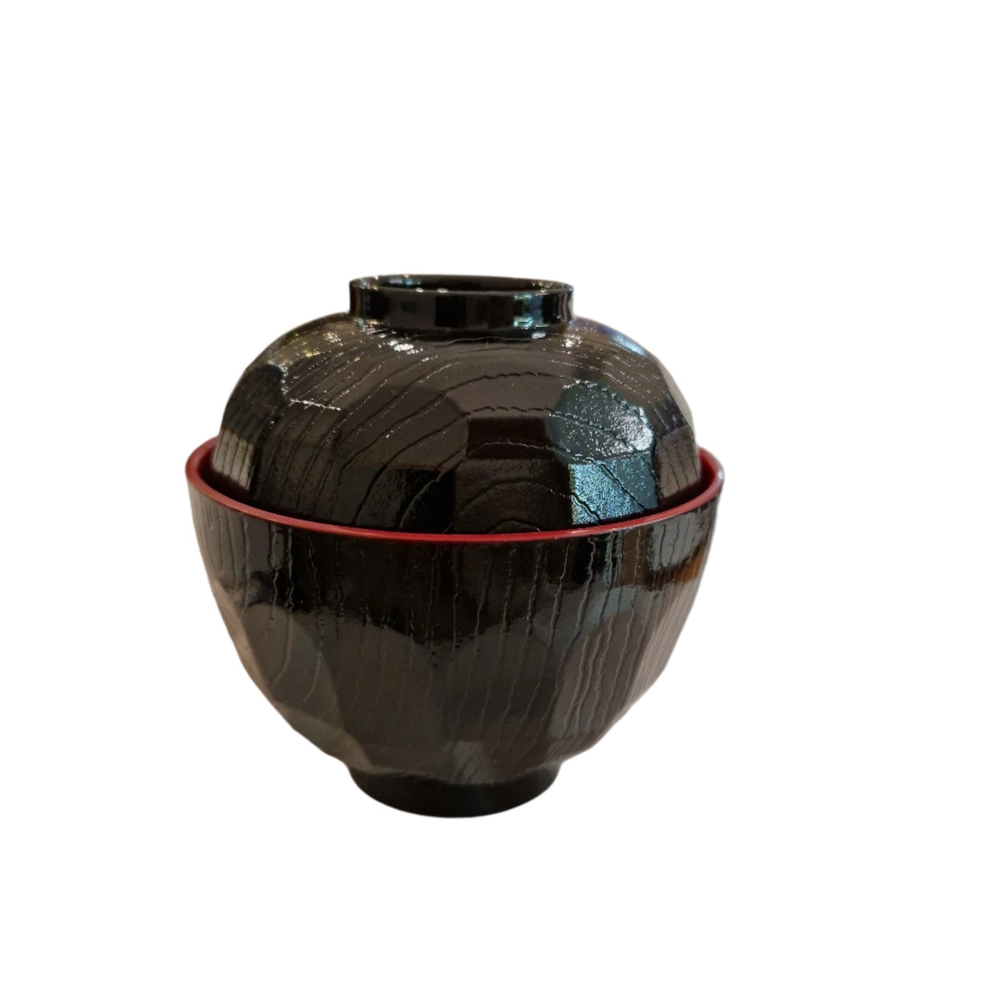 Miso soup bowl black red/ Miso zupas bļodiņa ar vāku melna ar sarkanu krāsu