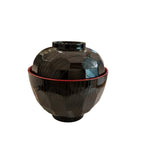 Miso soup bowl black red/ Miso zupas bļodiņa ar vāku melna ar sarkanu krāsu Oishii Asian Mart