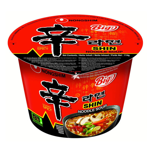 Nongshim Big Bowl Shin Noodle 114g/ Nongshim Lielā Bļoda Shin Nūdeles 114g