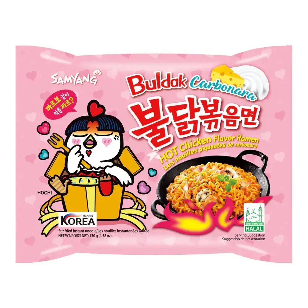 Samyang Hot Chicken Ramen Carbonara Flavour 130g/ Samyang asās vistas ramens karbonara garšas 130g Samyang
