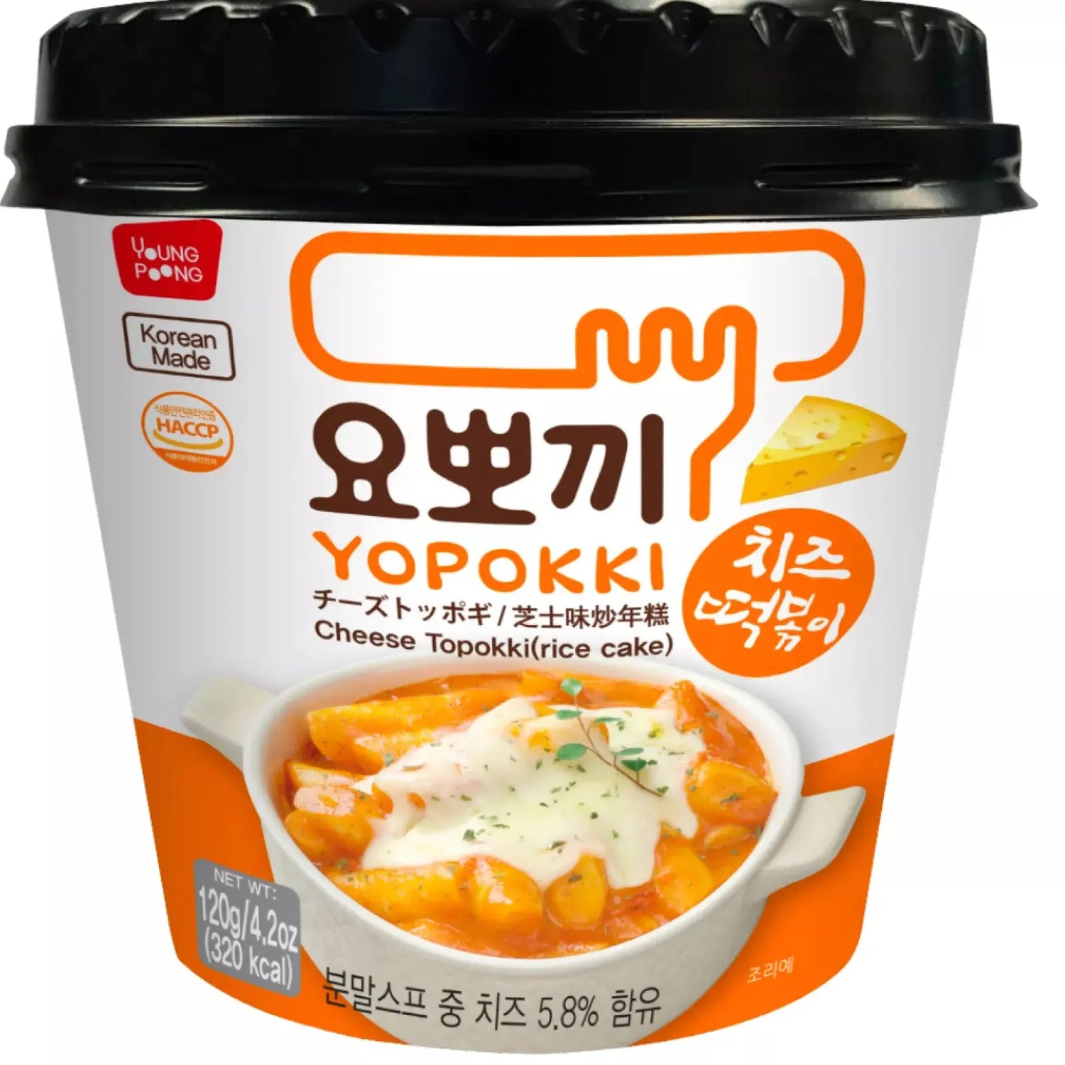 YOPOKKI Cheese Rice Cake Cup 120g/ YOPOKKI siera rīsu kūka krūzītē 120g (Koreja) YOUNG POONG